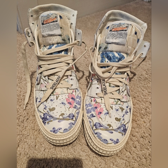 Off-White Floral Sneakers Womens Size 10 or Size 40 - Picture 3 of 6